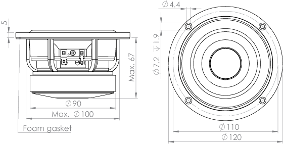 Loudspeaker Driver Dimensions and Measurements - all dimensions in mm (approx.)