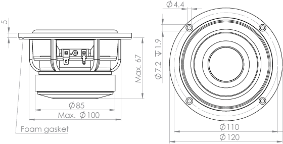 Loudspeaker Driver Dimensions and Measurements - all dimensions in mm (approx.)